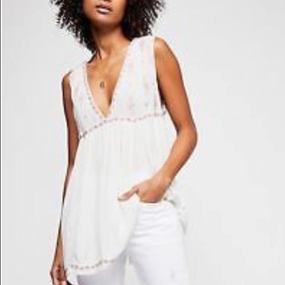 FREE PEOPLE Diamond Embroidered Babydoll Tank